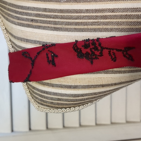 Vintage Jeffrey & Dara Evenings Dark Red Black Floral Beading Dress sz 6 - Picture 6 of 9